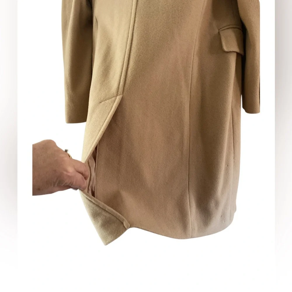DKNY Classic WOMEN'S SINGLE BREASTED WOOL BLEND COAT IN CAMEL SIZE 10